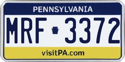 PA license plate MRF3372