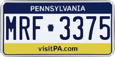 PA license plate MRF3375