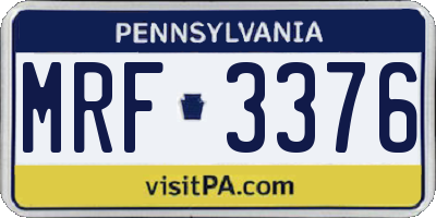 PA license plate MRF3376