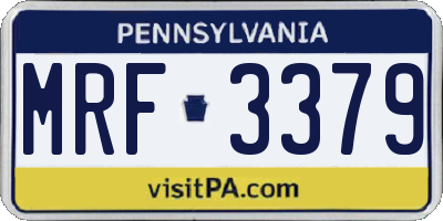 PA license plate MRF3379