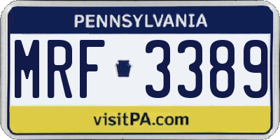 PA license plate MRF3389