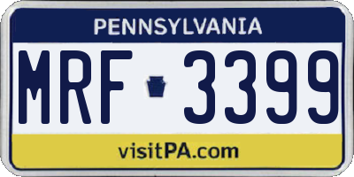 PA license plate MRF3399