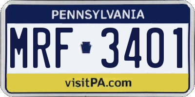 PA license plate MRF3401