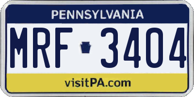 PA license plate MRF3404