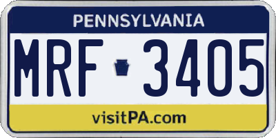 PA license plate MRF3405