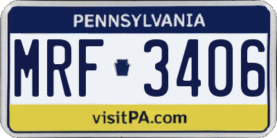 PA license plate MRF3406