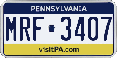 PA license plate MRF3407