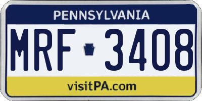 PA license plate MRF3408