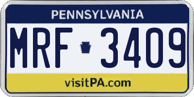 PA license plate MRF3409