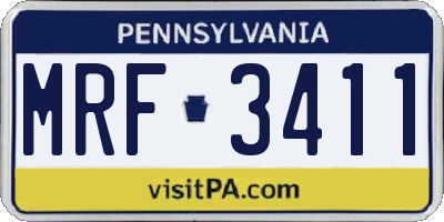 PA license plate MRF3411