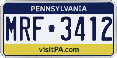 PA license plate MRF3412