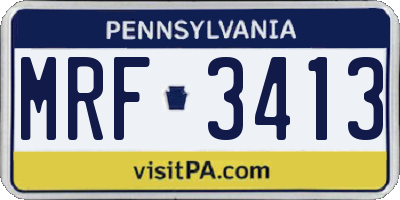 PA license plate MRF3413