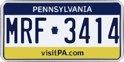 PA license plate MRF3414