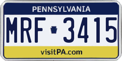 PA license plate MRF3415