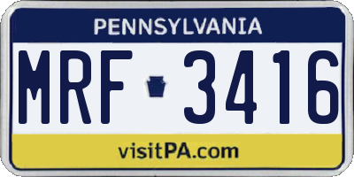 PA license plate MRF3416