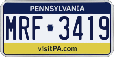PA license plate MRF3419