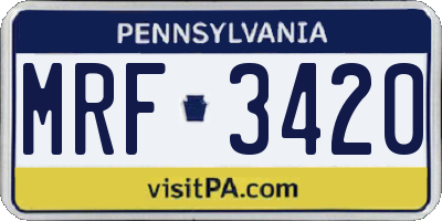 PA license plate MRF3420