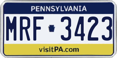 PA license plate MRF3423