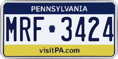 PA license plate MRF3424