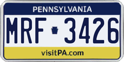 PA license plate MRF3426