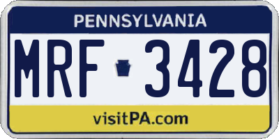 PA license plate MRF3428