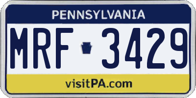 PA license plate MRF3429