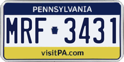 PA license plate MRF3431