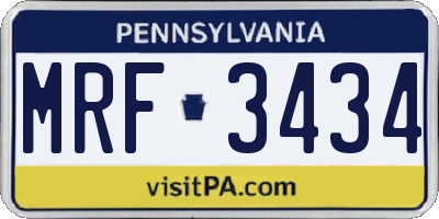 PA license plate MRF3434