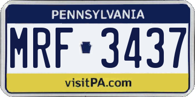 PA license plate MRF3437