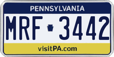 PA license plate MRF3442