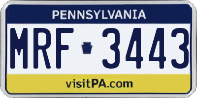 PA license plate MRF3443