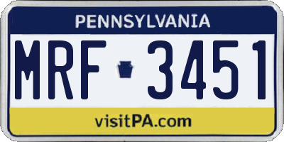 PA license plate MRF3451