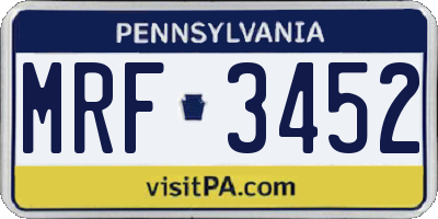 PA license plate MRF3452
