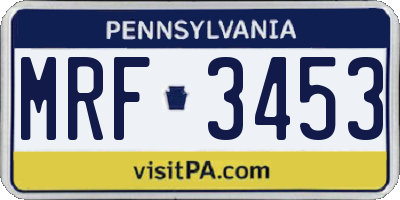 PA license plate MRF3453