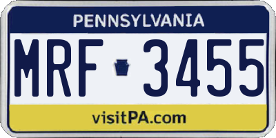 PA license plate MRF3455