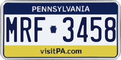 PA license plate MRF3458