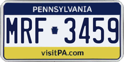 PA license plate MRF3459