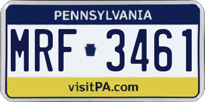 PA license plate MRF3461