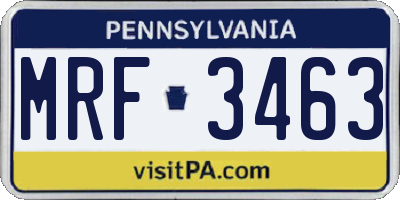 PA license plate MRF3463