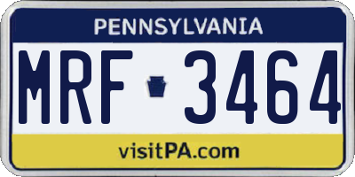 PA license plate MRF3464