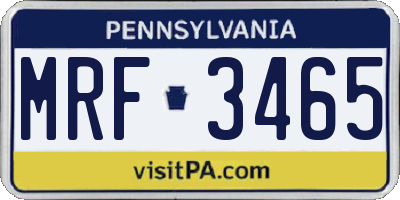 PA license plate MRF3465