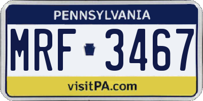 PA license plate MRF3467