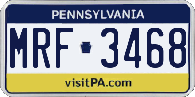 PA license plate MRF3468