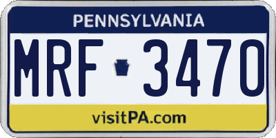 PA license plate MRF3470