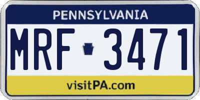 PA license plate MRF3471