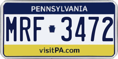 PA license plate MRF3472