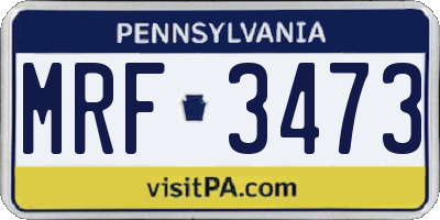 PA license plate MRF3473