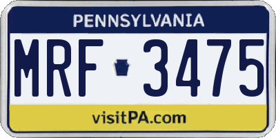 PA license plate MRF3475