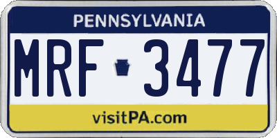 PA license plate MRF3477