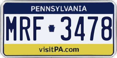 PA license plate MRF3478
